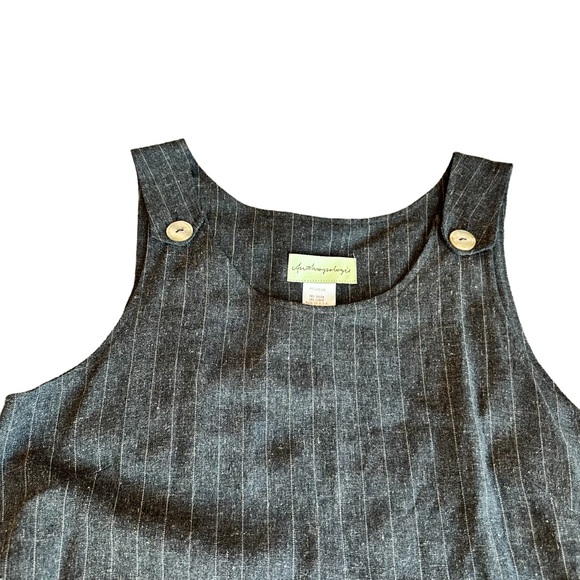 VINTAGE ANTHROPOLOGIE cottage core linen pinstripe maxi dress - Picture 5 of 7